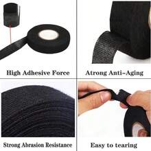 15M Automotive Flocked Wiring Harness Tape, Flame Retardant Flocked Cloth Tape, Black Polyester Flocked Wrap Tape