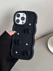 1pc Wavy Dopamine Cute Mini Bow Faux Pearl Phone Case Compatible With IPhone 17/Redmi Note 11 4G/Galaxy A55/Infinix Note 30/ Moto E30/Camon 20/Camon 20 Pro 4G/Spark 8C/Spark Go 2022/Smart 7, Smart 8