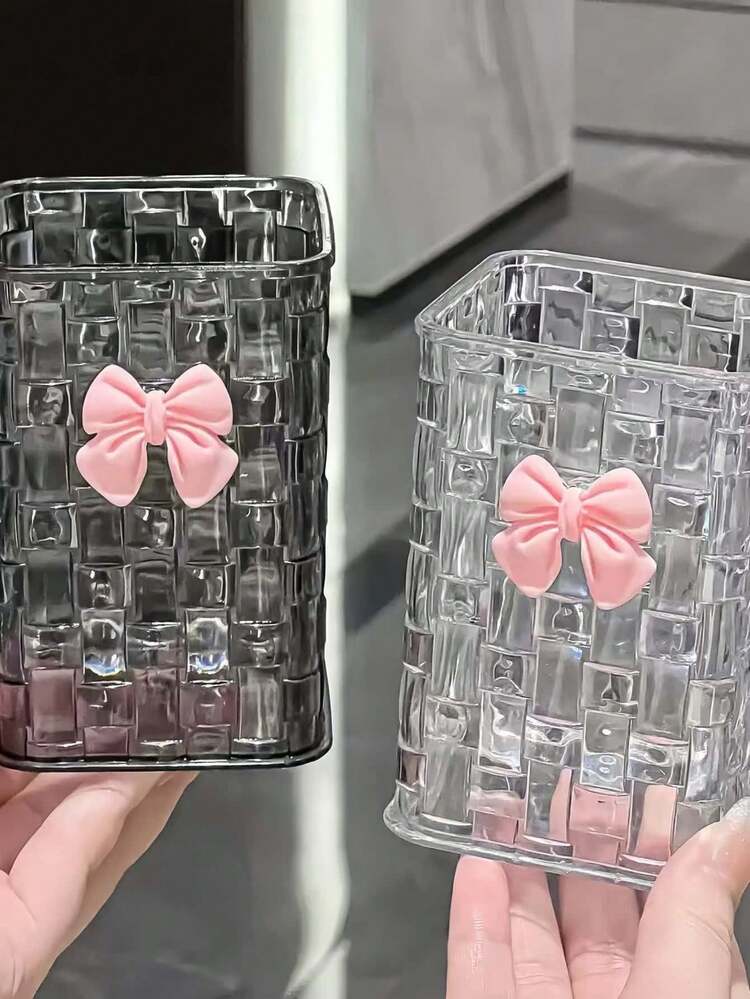 1pc/2pcs Transparent Bow Pen Holder, Student Desk Pen Holder, Desktop Storage Box With High-End Feel, Mini Desktop Trash Can, Suitable For Student Desk Organization, Stationery, Cosmetics Storage, Cute And Stylish Stationery Box, Organizer, Gift For Family, Friends, Coworkers, School Supplies, Pencil Case, Storage Items,Bag - Multicolor - View 11
