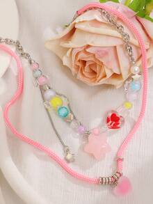 1件天然石项链，图案随意，心形吊坠，水晶，玫瑰石英，心形，精致奢华女士项链。由于宝石的天然特性，可能存在色差。 - 愛心 - 查看 18