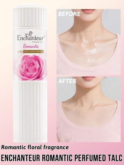  Enchanteur Lockande Parfymerat Talkpulver, 24 timmar långvarig torrhet, Uppfriskande känsla, Lindrar klåda, Långvarig doft, Fin pudertextur, Förbättrar hudtexturen, Blommig doft, Mjuk och len hud, Hudlysch, Långvarig parfym, Användning för kropp och ansikte, Romantisk parfym, Lämplig för alla hudtyper, Perfekt för daglig användning, Före sänggåendet eller efter dusch, Efter träning.