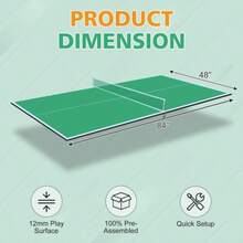 6-9ft Mid-Size Foldable Table Tennis Table Top, Portable Ping Pong Table Board For Indoor Games - Green - View 9