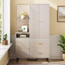 Kompaktgarderoben, Flurgarderobe, Dielenschrank Wandschrank Regal Diele & Flur Kleiderschrank mit gepolsterten Paneelen Schuhschrank, (BxHxT): 110x186x38 cm