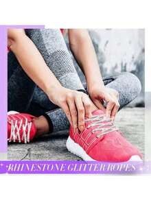 2pcs Shoelaces With Embellishments, Fashion Glitter Sneakers And Flat Shoes Summer Party - Silver - View 8