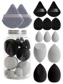 化妆海绵套装，带收纳盒，柔软美妆海绵，适用于粉底，指尖和粉扑两用，干湿两用，可用于粉底、化妆、房间装饰、梳妆台、旅行、卧室、旅行配件、旅行必备品、化妆配件、粉扑、化妆海绵、化妆海绵 - 彩色 - 查看 8