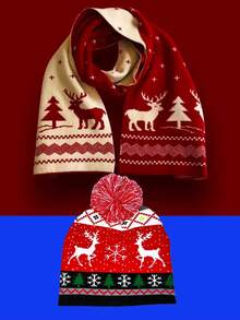 1件 新年 圣诞节 万圣节 冬季 红色 黑色 围巾 男士 女士 秋冬 红色 25年 新款 高档 时尚 休闲 百搭 学生 针织围巾 情侣款 - 彩色 - 查看 11