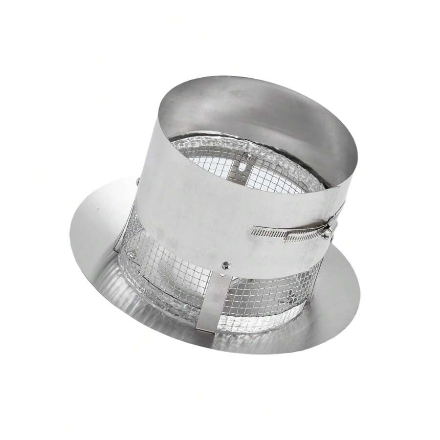 Tapa de chimenea redonda de acero inoxidable con parte superior cónica y malla, para escape de chimenea y protección contra la lluvia en el techo, para tubo de estufa exterior, fácil instalación. - Plateado - Ver 1