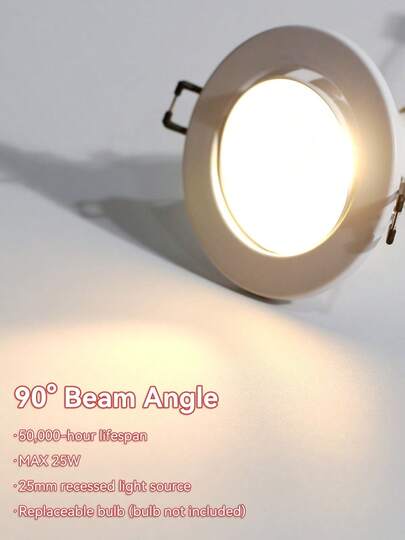 1pc GU10 Base Recessed Downlight, White, Spotlight Lighting, Ceiling Mounted Home Decor Lamp, Suitable For Living Room/Home/Indoor Decoration/Shop/Bedroom/Dining Room/Corridor/Kitchen/Closet/Porch/High Ceiling/Stretch Ceiling/Low Ceiling