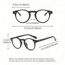 Vintage Round Anti-Blue Light Glasses Fashion Simple Style Unisex Campus Decorative Eyeglass Frames Relieve Eye Fatigue Computer Glasses - Màu đen sáng - Xem 8