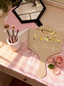 Customized 3D Acrylic Pipette-Shaped Logo Mirror, Acrylic Eyelash Technician Handheld Photo Prop, Eyelash Beauty, Personalized Eyelash Technician Logo, Handheld Eyebrow Mirror - Multicolor - View 6