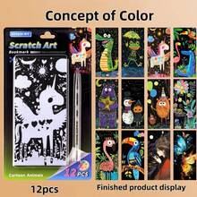 (12 Pieces/Set, With A Pen) Colourful Scratching Art Bookmarks, DIY Painting Portable Scratching Graffiti Bookmarks, Night Scene Art Scratching Toys, Small Postcard Style Night Scene Scratching Urban Building Toys, Birthday Gifts, Room Decoration Painting, Colourful Cityscape Architectural Scratching Art Postcards, Suitable For Art Lovers Returning To School, Mother's Day, Gifts For Mothers.