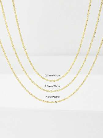  1pc New Korean Style Dual Woven Chain Necklace, 45cm-60cm Simple Copper Unisex Chain, Suitable For Pendant Necklaces, Daily & Festival Wear