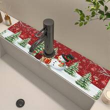 1pc, New Year's Christmas Diatom Mud Faucet Absorbent Pad, Bathroom Faucet Splash Pad, Moisture-Proof Anti-Slip Faucet Pad, Kitchen Counter Accessories. - Multicolor - View 23