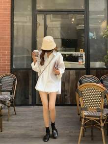 2025新款宽松蓝色衬衫女设计感小众夹克衬衫春秋季打底长袖上衣