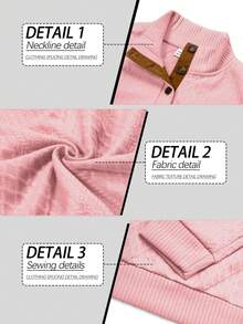 Men's Casual Fashion Half-Zip Jacquard Knit Henley Polo Shirt, Loose Fit Knit Sweatshirt, Vintage Distressed Contrast Elbow Patch, Suitable For Spring And Autumn (Note: The Knit Sweatshirt Is Not Thick Like Wool; European And American Sizes Tend To Run Large, So It Is Recommended To Order One Size Smaller) - 淺粉色 - 查看 9