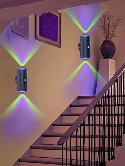 מנורת לילה מודרנית אחת עם חיישן, מנורת קיר LED נטענת באמצעות USB, ניתן לעמעום RGB, מתאימה לכניסה, ליד המיטה, שולחן כתיבה, ארון בגדים, עם תאורת מגנטית למדרגות, סוללה 1500mAh