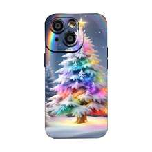 Estuche para teléfono con diseño de árbol de Navidad arcoíris ¡toque festivo y regalo perfecto! Compatible con fundas para teléfonos   17  16 Pro Max  15 Pro Max  13 y  12 Hecho de material de TPU, brinda protección contra golpes y caídas Ideal para vacaciones, familiares, amigos y celebraciones de invierno - Negro - Ver 8