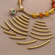 10 件 304 不锈钢管珠长弯管面珠连接器散珠适用于 DIY 腕链脚链项链首饰制作