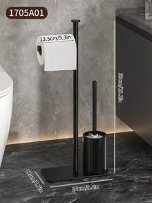 1pc Freestanding Toilet Paper Holder, Self-Adhesive Bathroom Tissue Roll Dispenser, Moisture-Proof Home Restroom Accessory, Bathroom Organizer | Decorative Shelf