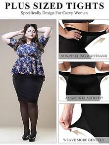 1 đôi quần tất nữ cỡ lớn 80D, màu trơn, chất liệu sợi polyester mềm mại, có thể giặt tay, nhiều màu sắc để lựa chọn, thiết kế cạp cao, phù hợp với phụ nữ cỡ lớn, thoải mái và thoáng khí. - Nhiều màu - Xem 9