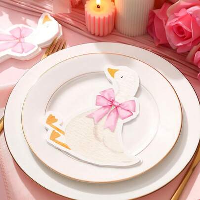 20/40/60 Piezas Servilletas de papel desechables con diseño de ganso tonto de color rosa para decoraciones de fiesta de cumpleaños de 1er año, decoraciones de baby shower y decoraciones de cumpleaños