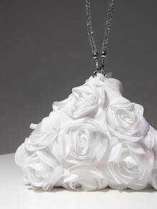 迷你手提包、伴娘包、碎花包、派对包、不对称设计包、派对配饰、优雅女士包、婚礼用品、女士礼物（图案随机） - 白色 - 查看 4