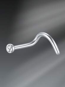 CIZME 1pc/Set 20G Titanium Steel G23 Nose Rings For Women Men,Silver Clear Diamond CZ L Shaped Nose Studs Top 1.5mm 2mm 2.5mm 3mm CZ Nose Piercing Jewelry Nose Ring Studs Jewelry - Silver - View 10