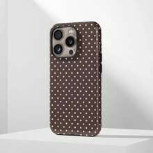 Pink & Brown Polka Dot Phone Case, Cute Aesthetic Y2K Style, Compatible With 17/16/15/14/13/12/11 Pro Max - Brown - View 3