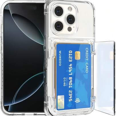 Transparent Card Holder With Flip Cover And Stand That Can Hold Photos And ID Cards Phone Case Suitable For Compatible With Iphone 17,16, 15, 14, 13, 12, 11, PRO MAX ,Plus ,Air