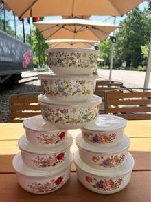 3个便携式午餐盒，适用于新鲜蔬果、冷冻食品、洗碗机适用午餐碗，带盖；时尚搪瓷碗，适用于汤、沙拉等。