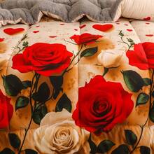 1件印花加厚毯，双面可用，柔软舒适 - 浪漫玫瑰 - 查看 7