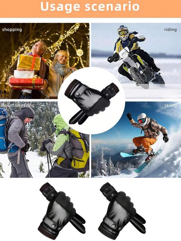 1 par de luvas masculinas quentes de inverno com tela sensível ao toque, luvas de direção, luvas para atividades ao ar livre