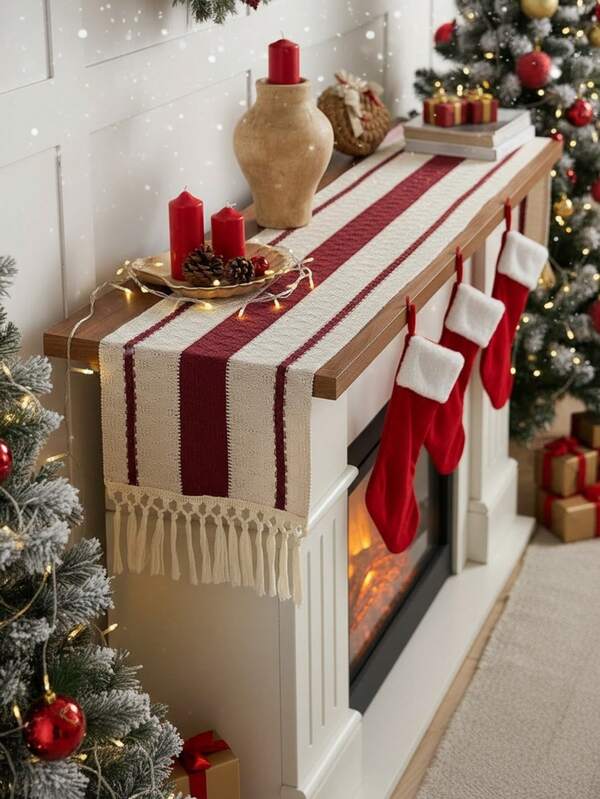 1pc Dresser Cover Top, Nordic Style Dresser Runners Cover Top For Bedroom, Dining Table, Living Room Kitchen, Nightstand, End Table,For Wedding, Parties, Banquets, Christmas Events Decoration Fall Thanksgiving Country Table Decor, Bridal Shower, Burlap Table Runner ,Beige Macrame Coffee Table Runners ,Suitable For Bedside Table TV Microwave Washing Machine Refrigerator Dust Cover