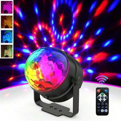 1 pièce Boule à facettes alimentée par USB, lampe LED 7 couleurs avec télécommande - luminosité réglable et projecteur à changement de couleur, convient pour l'anniversaire, la maison, la voiture, la chambre et la décoration de bureau, lumière d'ambiance idéale pour un cadeau d'anniversaire ou de fête