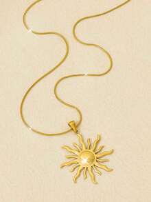 1 件独特设计时尚水晶月亮、太阳、星星吊坠项链，优雅百搭项圈项链，适合女性日常佩戴和派对配饰，礼物 - 太陽花吊墜項鍊 - 查看 10