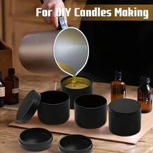 Bộ lọ đựng nến đen 47 món, lọ đựng nến mờ 4 oz có nắp, thích hợp để làm nến, trang trí nhà cửa, đồ thủ công DIY và đựng đồ nhỏ, bao gồm 6 lọ đựng nến rỗng, 6 giá đỡ bấc, 15 bấc nến và 20 miếng dán. - màu đen - Xem 5