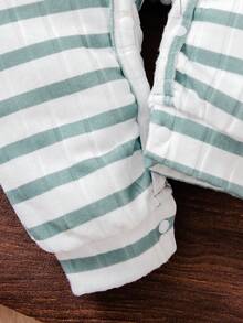 4 件套婴儿秋季新款毛绒罗纹 Polo 领可爱熊连体衣和帽子休闲时尚服装，男女通用 - 綠色 - 查看 7