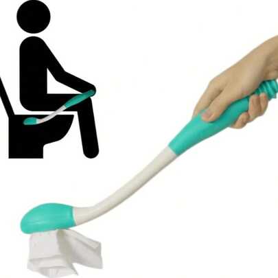 1 pieza Fanwer Herramienta de ayuda para el inodoro - Alargador de mango cómodo para limpieza, extiende tu alcance a talla grande de 15" para sujetar papel higiénico o toallitas húmedas, limpiador de inodoro de plástico reutilizable y autolimpiante, ayuda de higiene en el baño para post-cirugía, embarazo, personas mayores y con movilidad reducida