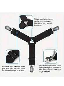 4 قطع مثبتات قابلة للتعديل للحفاظ على أغطية السرير - تثبت أركان الملاءة بإحكام، تمنع انزلاق الملاءة - متعدد الألوان - مشاهدة 3