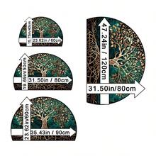 1 szt. Elegancka, półokrągła wycieraczka z ciemnozielonym i złotym wzorem drzewa, odpowiednia do użytku wewnątrz i na zewnątrz, o każdej porze roku - idealna do przedpokoju, kuchni, balkonu, sypialni, pralni - wytrzymała, nadająca się do prania w pralce wycieraczka z dekoracyjnym wzorem drzewa, idealna na parapetówkę, prezent na Święto Dziękczynienia i Boże Narodzenie! - Wielokolorowe - Zobacz 3