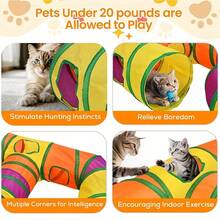 Terowongan Kucing Lipat 4 Arah dengan Bola Mainan Interaktif - Tahan Sobek, Dapat Dicuci, Warna Oranye Gradasi, Cocok untuk Anak Kucing dan Hewan Peliharaan Kecil di Dalam Ruangan - Tabung Poliester Tahan Lama - MultiWarna - View 5
