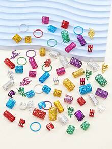 70pcs Metal Hair Beads, Hair Ties, Braiding Rings, Adjustable Metal Braiding Hair Accessories, Suitable For Dreadlocks, Head Accessories, Hairpin - Multicolor - View 4