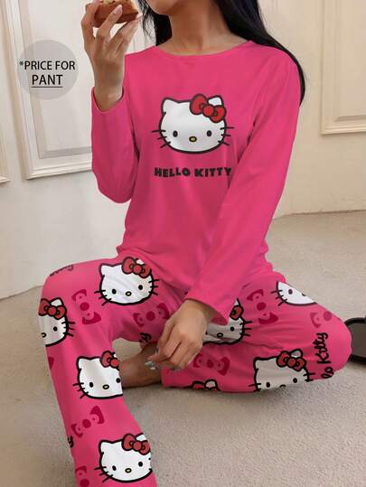  1pc Sanrio Hello Kitty Cartoon Printed Women's Sleepwear Pajama Pants, Cartoon Character Design, Fashion Party Gift, Best Gift For Friends Pajama Pants Hello Kitty Items Pjs Clothes Pijamas Summer Outfits For Women Pants For Women