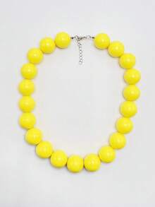 1pc Bohemian Style Plastic Acrylic Colorful Handmade Beaded Geometric Necklace, Summer Fashion Accessory, Gift For Women, Suitable For Beach And Daily Wear - Resin Hand-beaded Necklace - View 17