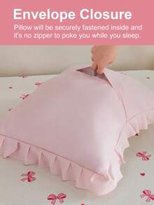 1pc Bow & Star Print Ruffle Pillow Cover (Pillow Insert Not Included), Unique Romantic Ins Style Decorative Throw Pillow Case, Suitable For Bedroom, Dorm, Sofa And Lounge Chair. Oeko-Tex Certified - Multicolor - View 5