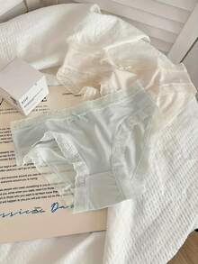 14 Pieces Of Women's Lace Thin Comfortable Cute Underwear - Soft Blended Lace Edge Bow Design, Breathable Solid Color Underwear, Exquisite Bow Decoration, Delicate And Smooth Fabric. - 混合色14件裝 - 查看 6