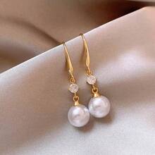 1 Pair Elegant Pearl Drop Earrings, Fashionable & Versatile Suitable For Women's Daily Wear - White - View 5