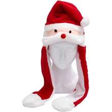 圣诞老人麋鹿毛绒帽，带可活动胡须的圣诞帽，趣味毛绒装饰帽，圣诞派对装饰帽，家居装饰，圣诞帽，圣诞装饰品，家居圣诞礼物，圣诞装饰 - 卡其色 - 查看 3