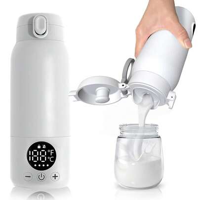 1pc Portable Bottle Warmer For Travel – 17oz Large Capacity, Dual Heating Modes For Breast Milk & Water, Fast Heating, Long Battery Life – Smart Baby Bottle Warmer For Outdoor & New Mom Gift