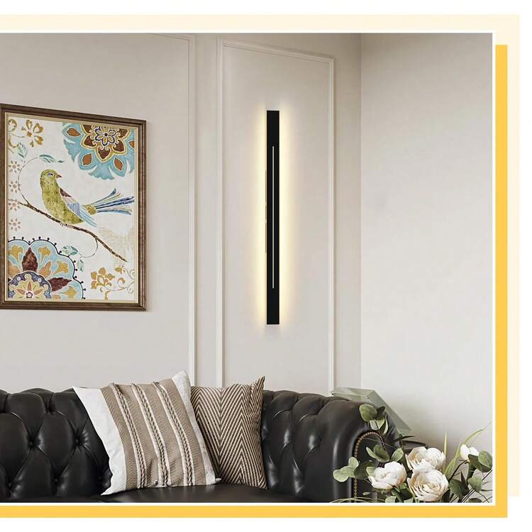 30CM/60CM/100CM LED 壁灯 - 现代黑色室内壁灯，适用于走廊、楼梯和卧室，31W 暖白光照明 - 黑色 - 查看 8